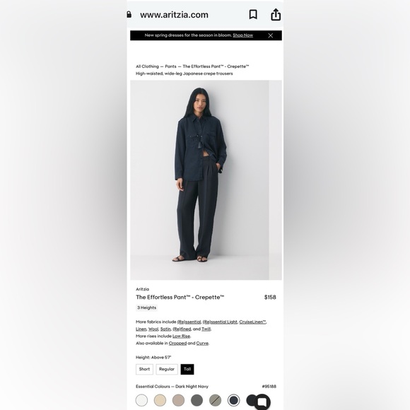 Aritzia Wilfred The Effortless Pant™ - Crepette™ Sz 2
Dark Night Navy - Picture 15 of 16